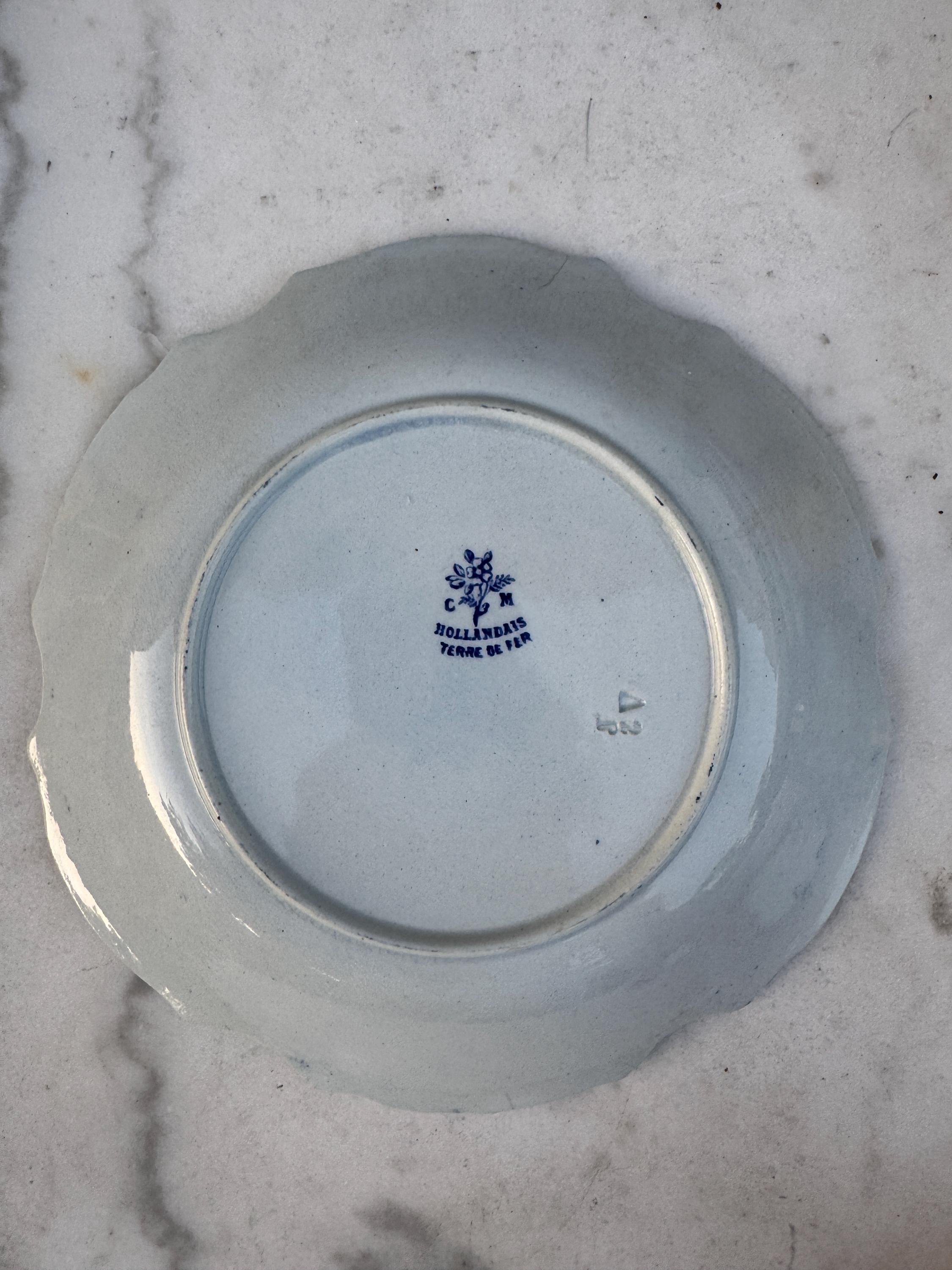 Antique Creil & Montereau Plate: French Blue White Transferware