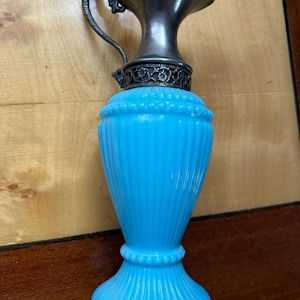 beautiful blue opaline glass jug