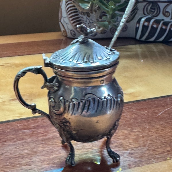 rare antique salt shaker made of silver metal in the style of Louis XV