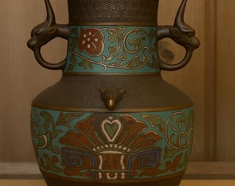 中国アンティーク真鍮七宝孔雀模様花瓶 - Etsy 日本