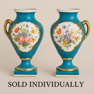 Antique French Porcelain Vases – Hand-Painted Floral – ca. 1900 – Sold Individually