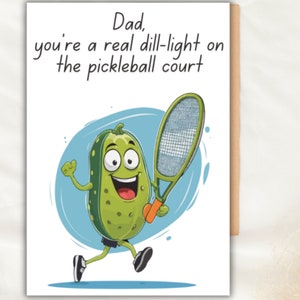 Carte imprimable de fête des pères de pickleball | Carte Papa| Carte de téléchargement numérique instantanée | Carte de voeux numérique cornichons à l'aneth