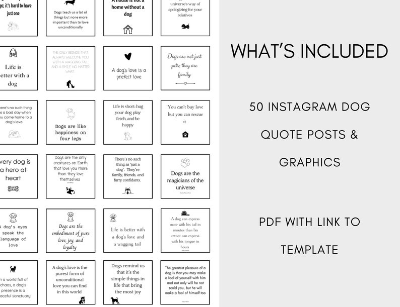 50 Instagram Dog Quote Post Template for Canva Social Media Etsy