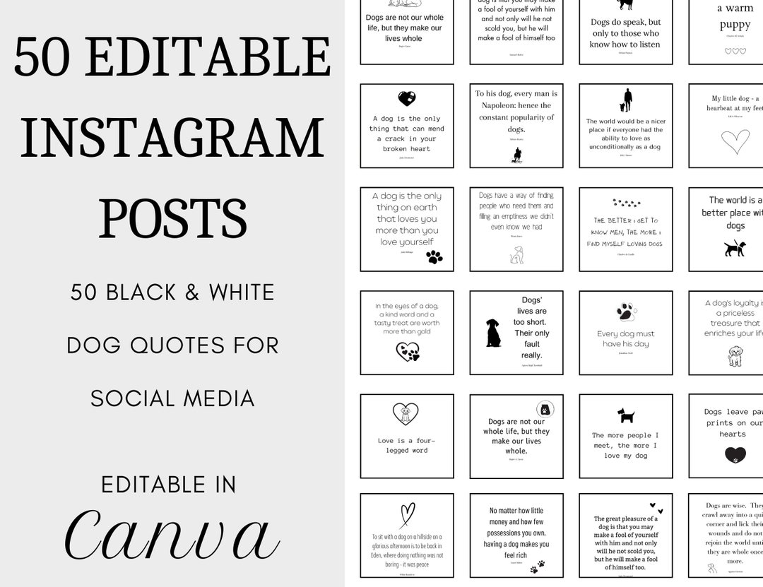50 Instagram Dog Quote Post Template for Canva Social Media Etsy