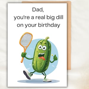 Druckbare Pickleball-Vater-Geburtstagskarte | Papa-Karte| Sofortiger digitaler Download-Karte | Dill Pickle Digitale Grußkarte