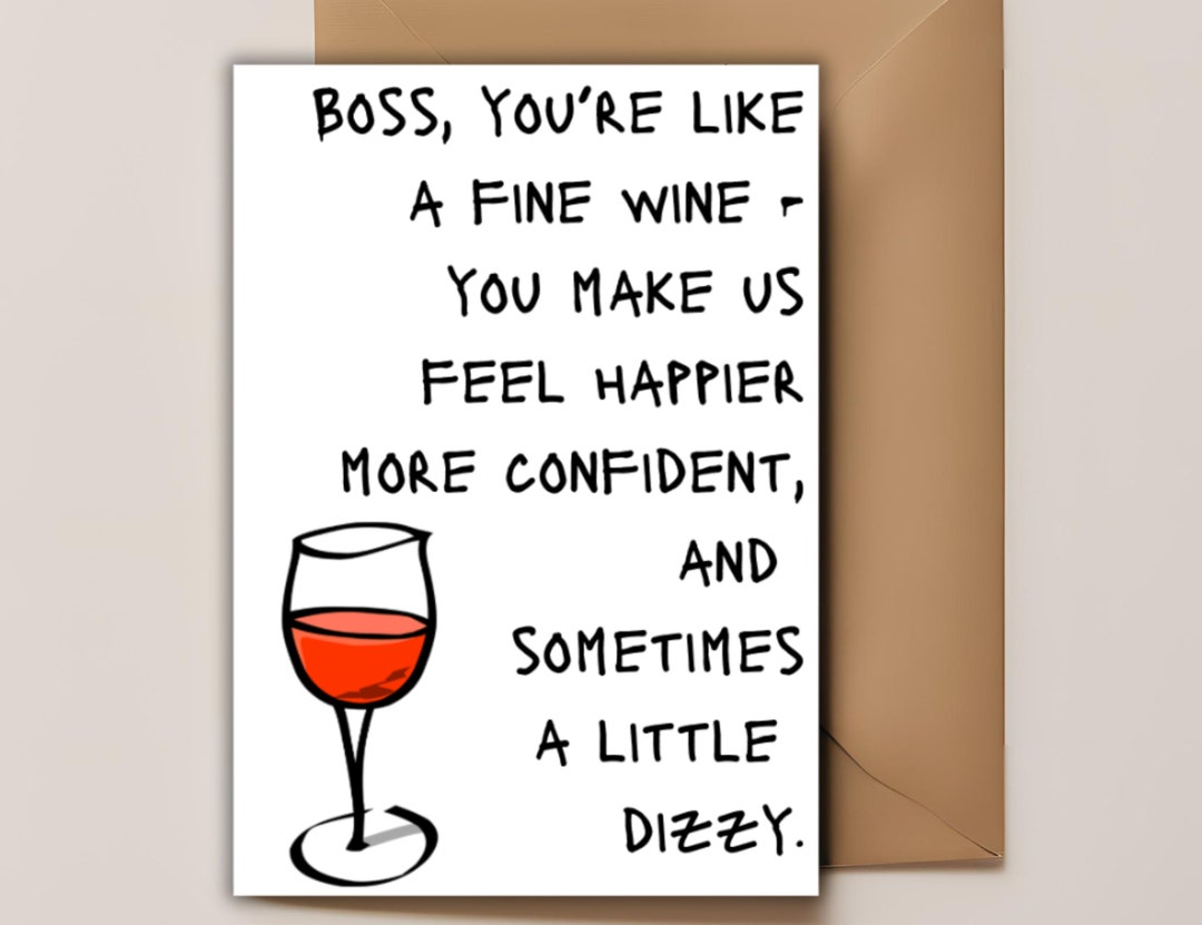 Printable Boss Day Card | Boss Wine Card| Instant Download Card ...
