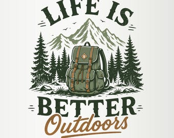 Vintage Camping PNG, Das Leben ist besser im Freien Sublimation, Retro Wandern Berg Clipart, Abenteuer T-Shirt Design, digitaler Download PNG