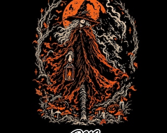 Halloween PNG-design, gotisk Halloween PNG, häxskjortadesign, kuslig sublimering PNG, mörk Halloween-t-shirtgrafik, omedelbar nedladdning