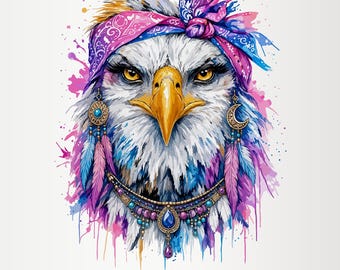 Glamouröser Adler (PNG) | Glitzerndes Design | Alltagsdesigns | Elegantes PNG | Farbenfroher Adler (PNG) | Tiermuster-Grafik | USA-Adler (PNG) | Amerikanisches PNG
