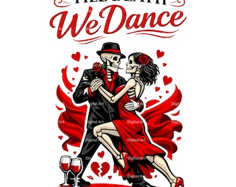 Gotiskt skelettpar SVG, mörk romantisk dansdesign (digital nedladdning)