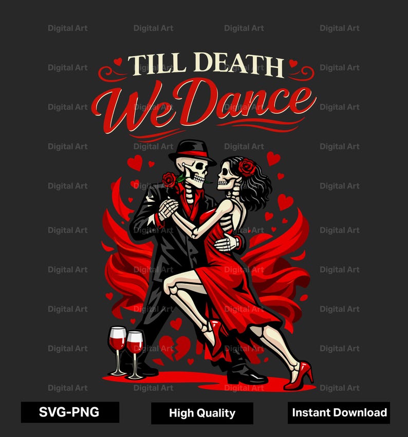 Gothic Skeleton Couple SVG, Dark Romance Dance Design (digital Download ...