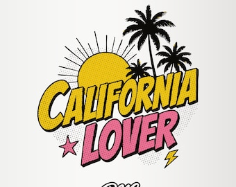 Retro California Lover PNG - Vintage 80-90-tals sommarsublimeringsdesign med palmer