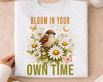 Sparrow Daisy Floral PNG, Boho Wildblumen Shirt Grafik (digitaler Download)