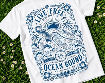 Havssköldpadda PNG | T-shirtdesign med havsmotiv | Sublimeringsgrafik för strandsemester
