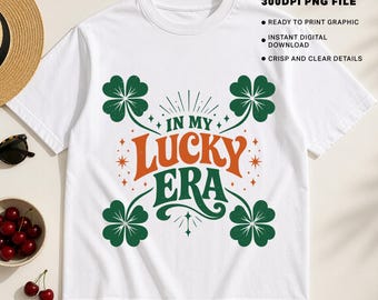 I min lyckliga era PNG – St Patrick’s Day Shamrock T-shirtdesign | Retro irländsk klöver sublimering