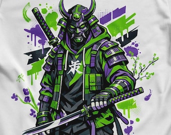 Cyberpunk Samurai PNG | Ronin Warrior T Shirt Design | Anime Streetwear Graphic | Japanese Katana Art