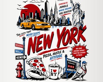 Retro New York City PNG, Retro NYC Sublimeringsdesign, Vintage Frihetsgudinnan T-shirt Grafik, Sarkastisk NYC Citat Digital Nedladdning