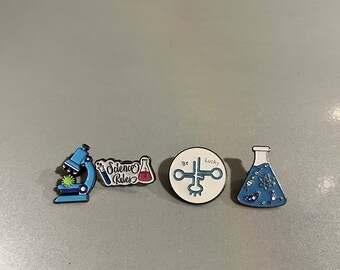 Science biology DNA microscope nerd enamel pins