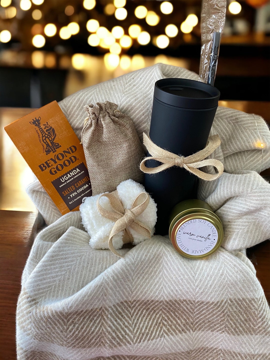 Tumbler With Throw Blanket Gift Basket, for Him, for Her, Mom Gift