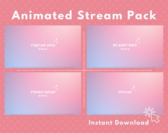 Animated Pink Stream Overlay Package for Twitch, YouTube (Digital Download)