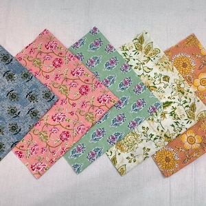 Handblock Printed Cotton Napkins | Bohemian Table Decor | Eco-Friendly Reusable Cloth Dinner Napkin Set | Handmade Block Print Table Linen