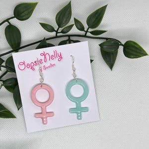 Feminist Earrings, Two different colors, Woman Symbol, Venus Symbol, Feminist Symbol, feminist jewelry, female symbol, feminism earrings