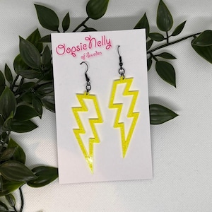 Lightning bolt earrings resin epoxy örhängen statement earrings