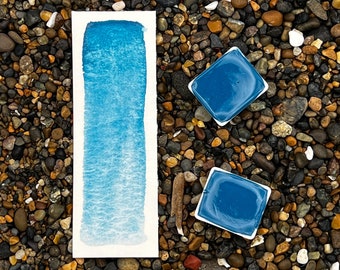 Handmade Zirconium Cerulean Blue Watercolor: Granulating