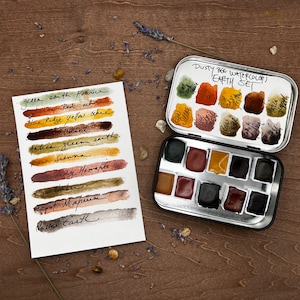 Earth Pigments- SET OF 10 - Handmade Watercolor- Artist Grade - Excellent for Painting, Calligraphy