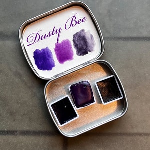3 Shades of Violet -Handmade Watercolor- 1/2 Pan - SET OF 3 - Lavender Fog, Ultramarine Violet Reddish, Manganese Violet