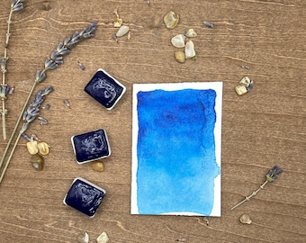 Handmade Zirconium Cerulean Blue Watercolor: Granulating Honey