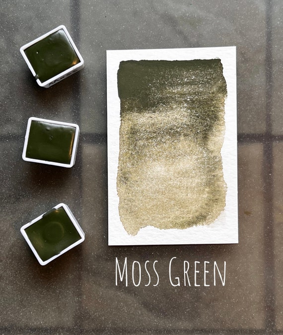 Moss Green - Handmade Granulating Watercolor - Artist Grade Honey Watercolors, great for painting, calligraphy, craft