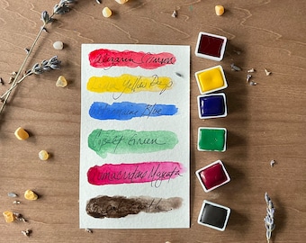 Set de acuarelas Be Bold: Pinturas artesanales de calidad artística a base de miel, 6 colores, pigmentos individuales, elaboradas en pequeños lotes.