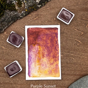 Purple Sunset - Handmade Watercolor - Artist Grade Honey Watercolors, granulating - great for painting, calligraphy, craft