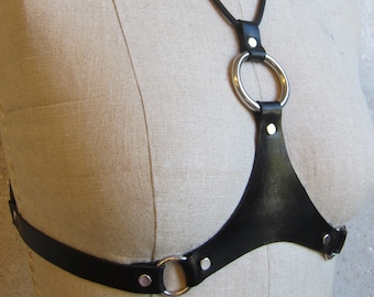 TRINITY - Handmade Genuine Leather Chest/Breast lifting Harness/Protector Straps Corset Accessory Fashion Belt.
