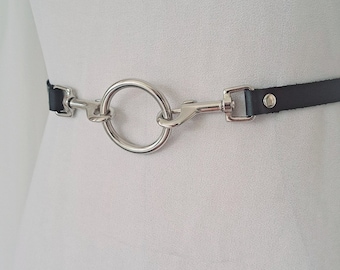 Handmade Minimalistic O Ring Genuine Leather Thin Belt Single / Double