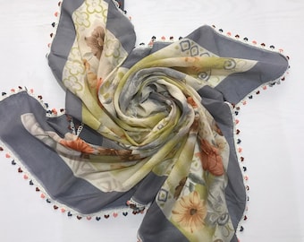 Antique Crochet Embroidered Scarf & Turkish Traditional Headscarf (Oyalı Yemeni)