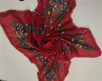 Antique Crochet Embroidered Scarf & Turkish Traditional Headscarf (Oyalı Yemeni)