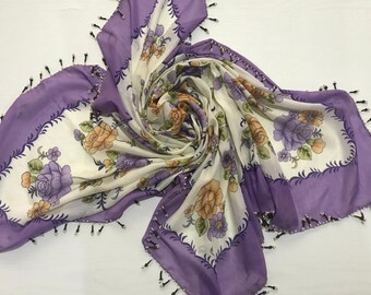 Antique Clove Crochet Needle Embroidered Scarf & Turkish Traditional Headscarf (Oyalı Yemeni)