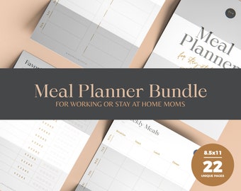 Printable Meal Planner Bundle for Stay at Home Moms, Working Moms, Moms on the Go, Letter, PDF
