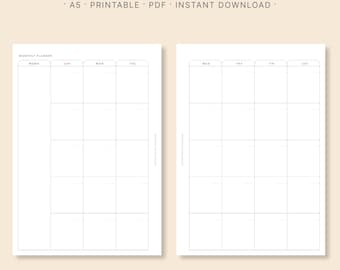 Minimalist Undated Monthly Planner A5 | Sunday Monday Start PDF (Instant Download)