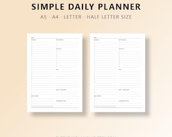 Minimalist Daily Planner | 24-Hour Schedule,To-Do list, Daily Review, Meal Tracker (Digital Download)