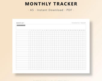 Minimalist Monthly Habit Tracker Printable, A5 Habit Planner Insert, Undated Goal Tracker, Monthly Routine Checklist, Productivity Planner