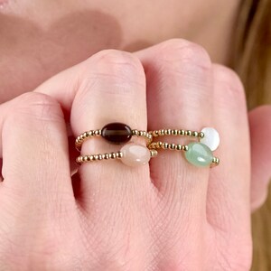 Anillo MOKA sunstone - Perlas llenas de oro y piedra natural