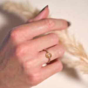 IRIS rutile quartz ring - Gold filled pearls and natural stone