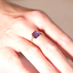 SWANN blue crystal ring - Gold filled pearls, high-end crystal and natural stone
