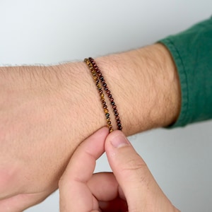 PURE Tigerauge-Armband – 3 mm große Natursteinperlen aus Natursteinen