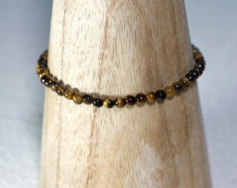 PURE tiger eye bracelet - 4mm pearls in natural stones