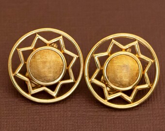 Vintage Egyptian Sun Victorian Clip On Earrings by Monet - U5