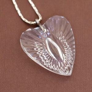 Vintage Clear Glass Heart Intricate Necklace 22 inch - U15